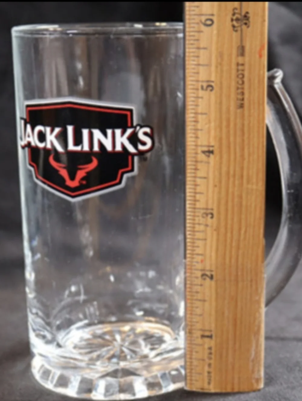 Jack Link's Collectible Beer Mug Cup Heavy Duty Clear Glass 16 oz.